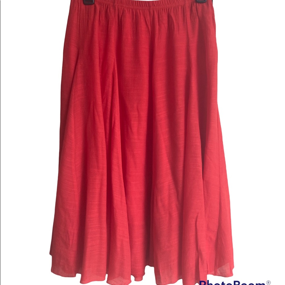 Red A-Line Flowy Skirt New Directions Size Small Crepe Elastic Waist NWT